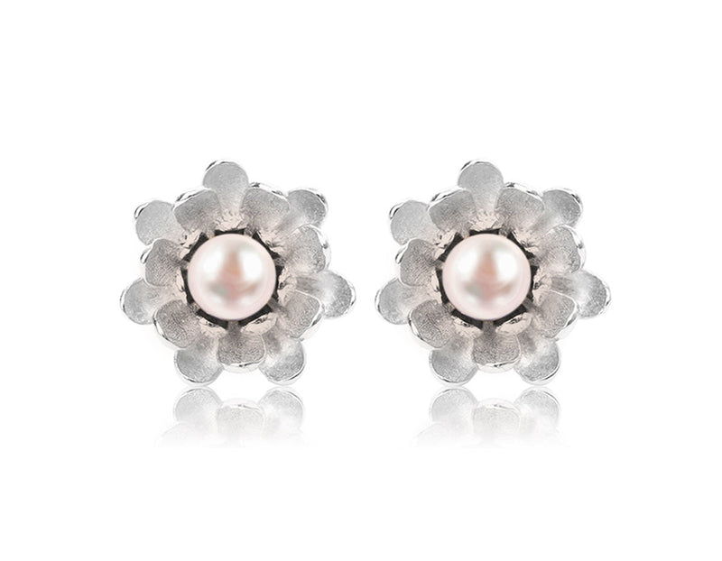 Pearl Lotus Stud Earring