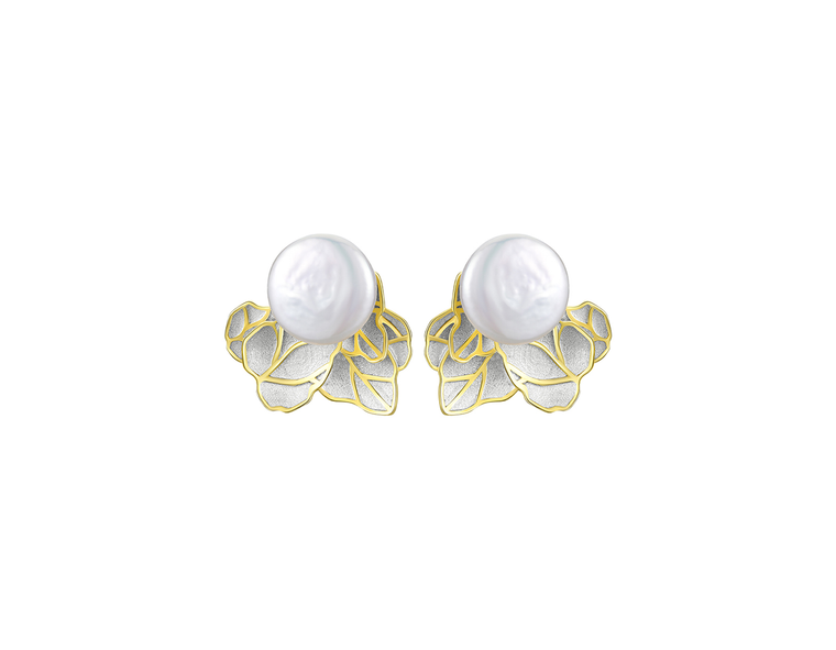 Pearl Leaves Stud Earrings