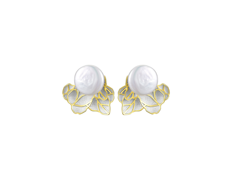 Pearl Leaves Stud Earrings