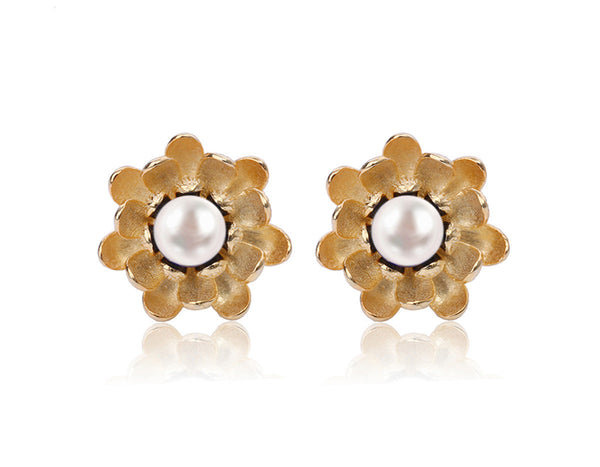 Pearl Lotus Stud Earring