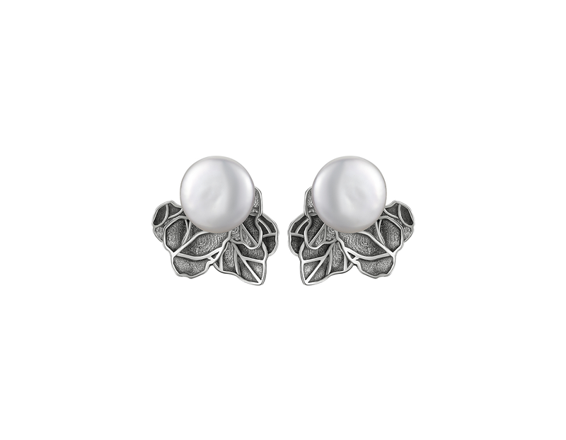 Pearl Leaves Stud Earrings