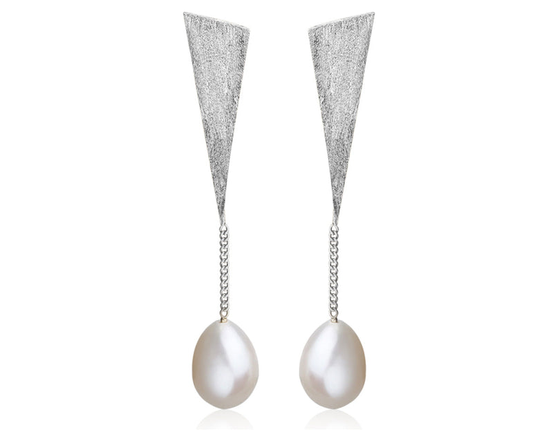 Triangle Pearl Earring