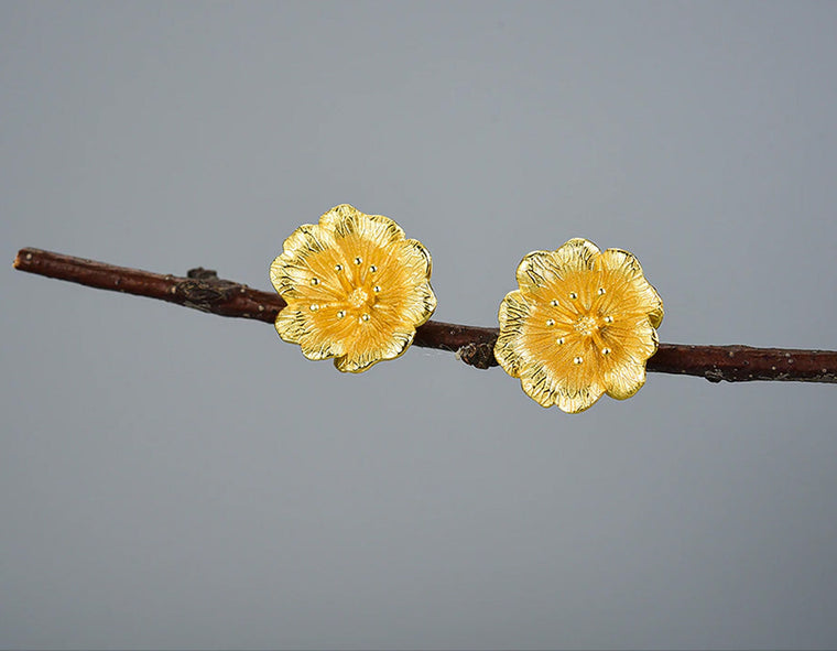 Wild Rose Flower Stud Earring