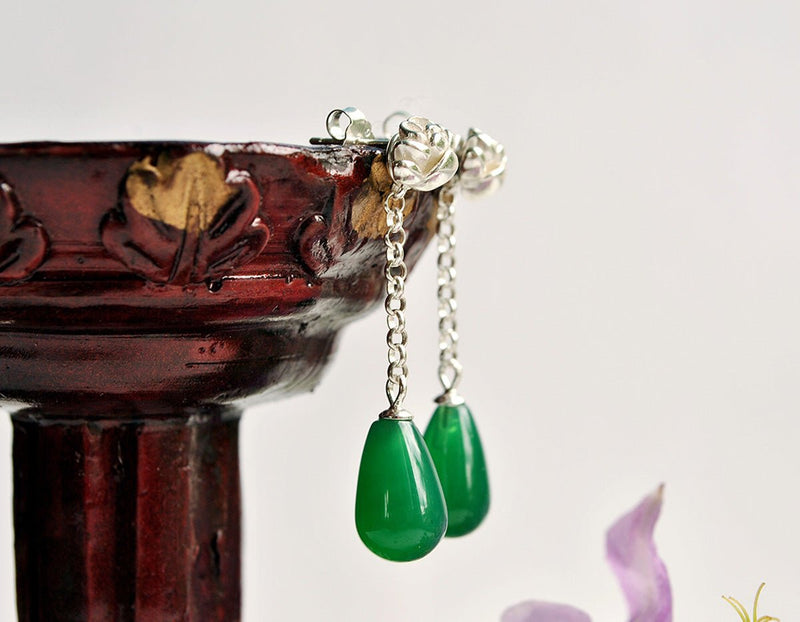 Agate Lotus Earring Earring- FaunaFloral