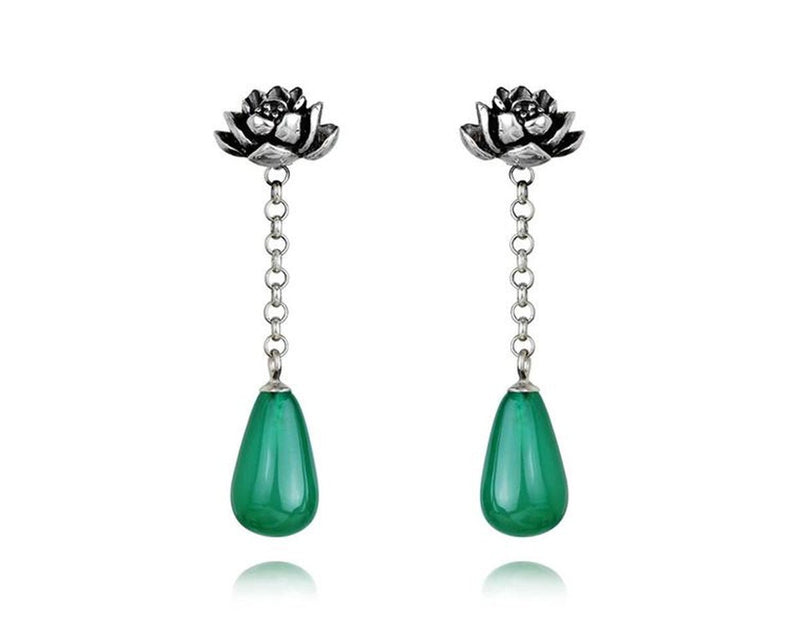 Agate Lotus Earring Earring- FaunaFloral