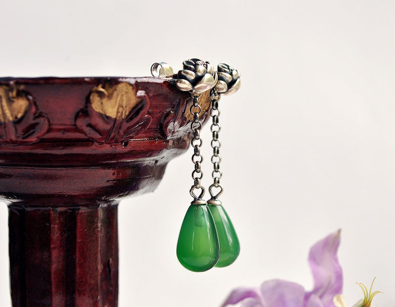 Agate Lotus Earring Earring- FaunaFloral