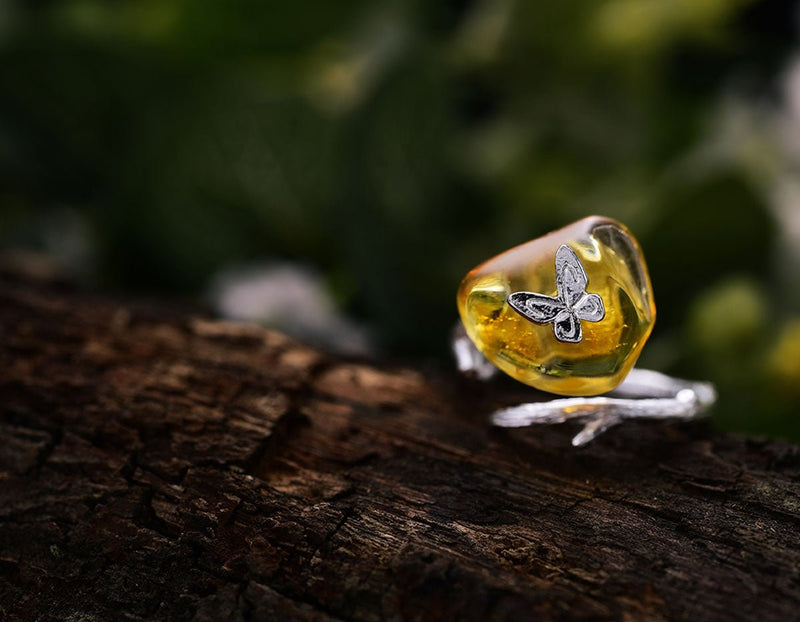 Amber Butterfly Ring Ring- FaunaFloral