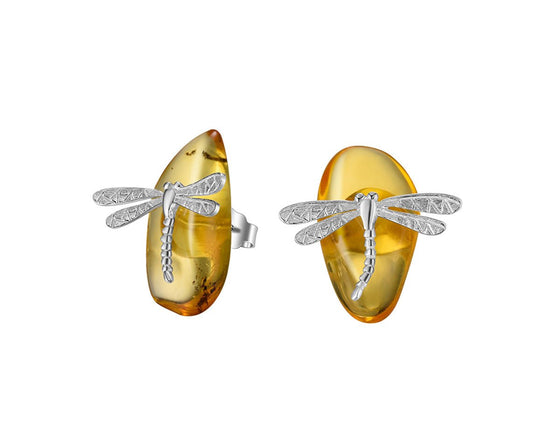 Amber Dragonfly Earring Earring- FaunaFloral