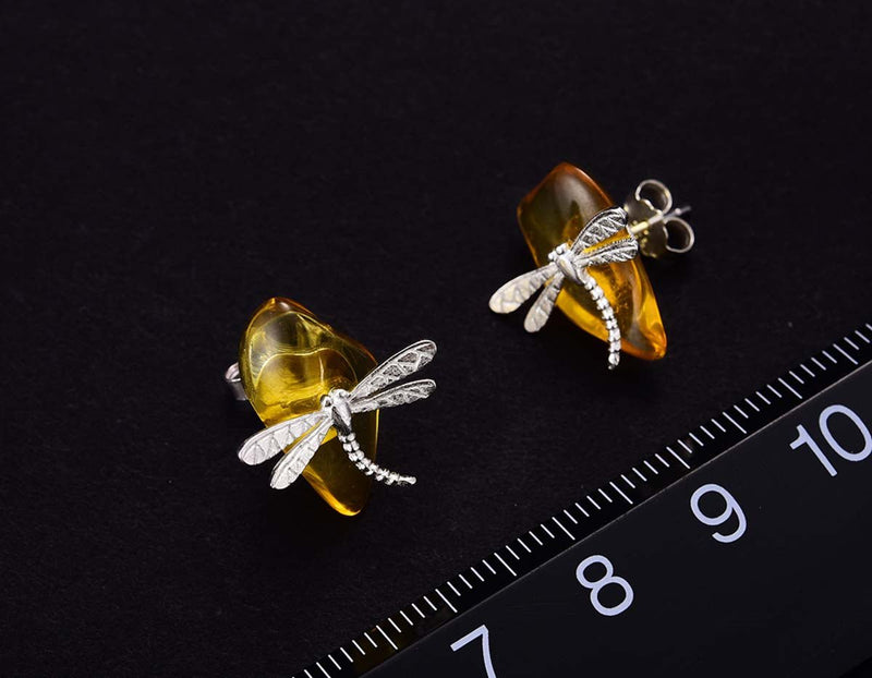 Amber Dragonfly Earring Earring- FaunaFloral