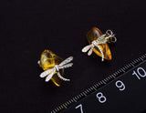 Amber Dragonfly Earring Earring- FaunaFloral