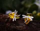 Amber Dragonfly Earring Earring- FaunaFloral