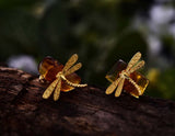 Amber Dragonfly Earring Earring- FaunaFloral