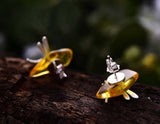 Amber Dragonfly Earring Earring- FaunaFloral