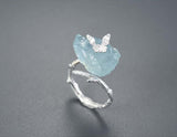 Aquamarine Butterfly Ring Rings- FaunaFloral