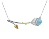 Aquamarine Lotus Bud Necklace Necklace- FaunaFloral