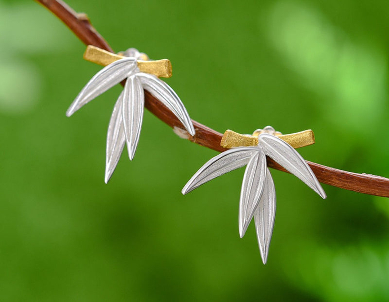 Bamboo Leaves Stud Earrings Earring - FaunaFloral