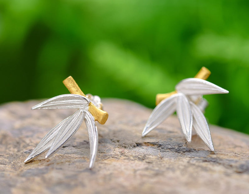 Bamboo Leaves Stud Earrings Earring - FaunaFloral