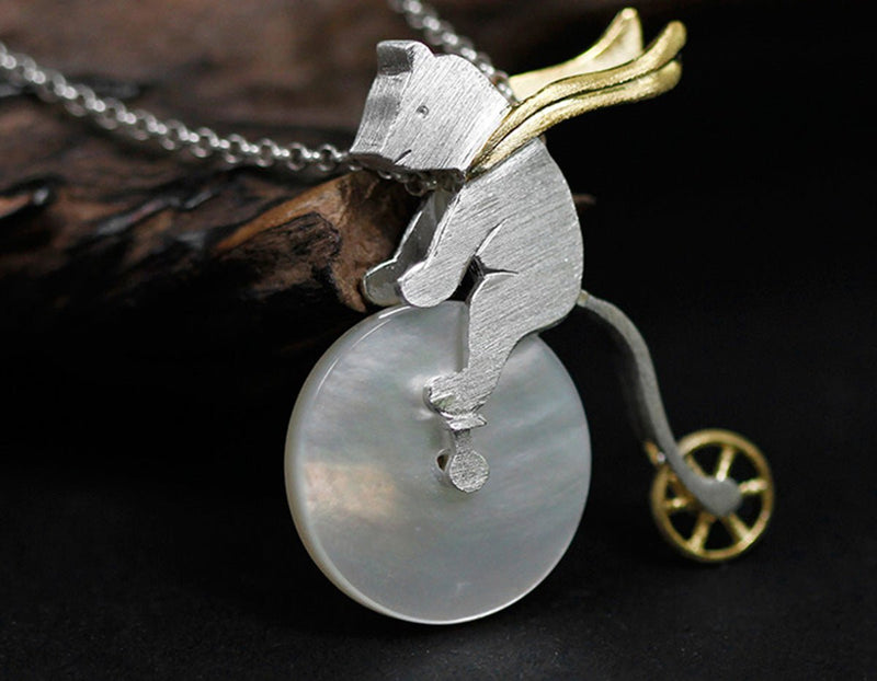 Bicycle Riding Bear Pendant Pendant - FaunaFloral