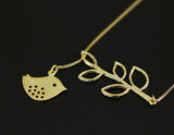 Bird Leaves Necklace Necklace - FaunaFloral