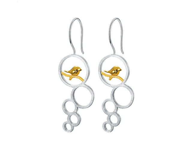 Bird on Branch in a Circle Earring Earring - FaunaFloral