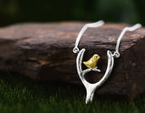 Bird on Wish Bone Necklace Necklace - FaunaFloral