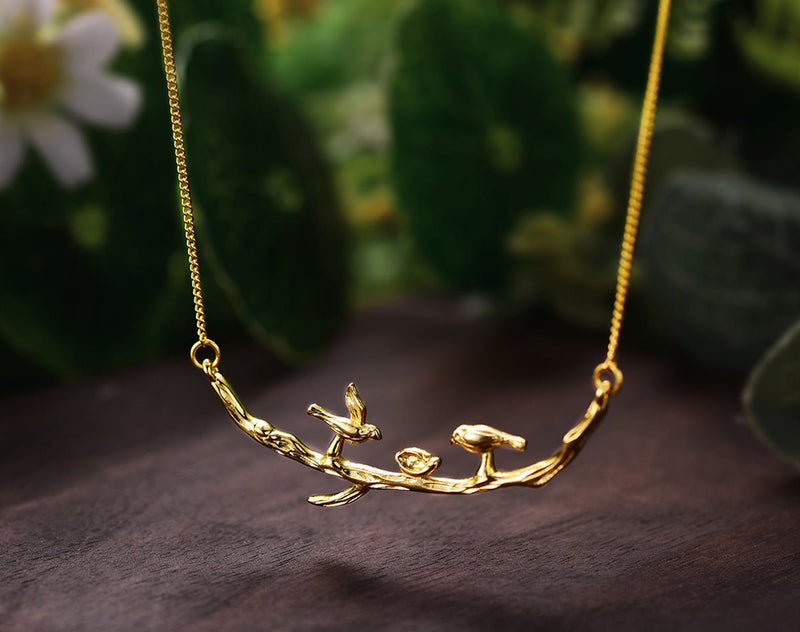 Birds on Branch Necklace II Necklace - FaunaFloral