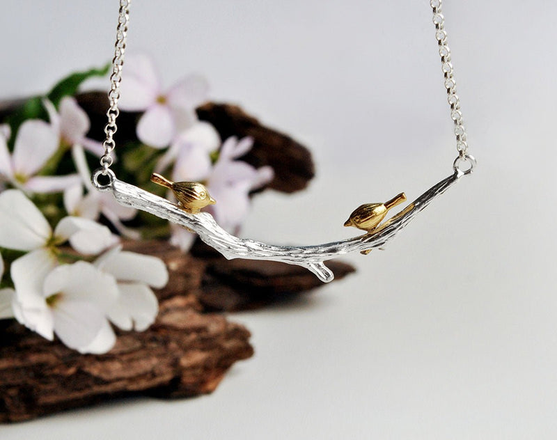 Birds on Branch Necklace Necklace - FaunaFloral