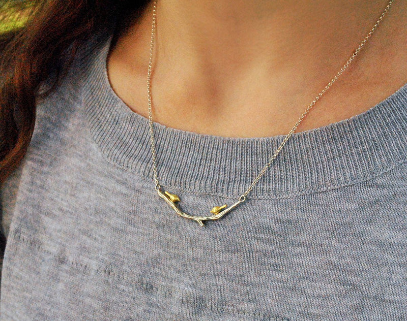 Birds on Branch Necklace Necklace - FaunaFloral