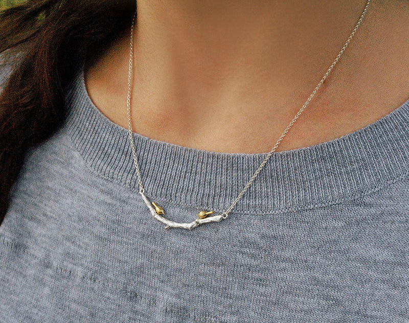 Birds on Branch Necklace Necklace - FaunaFloral