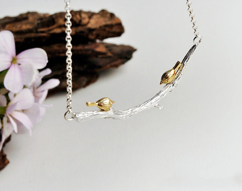 Birds on Branch Necklace Necklace - FaunaFloral