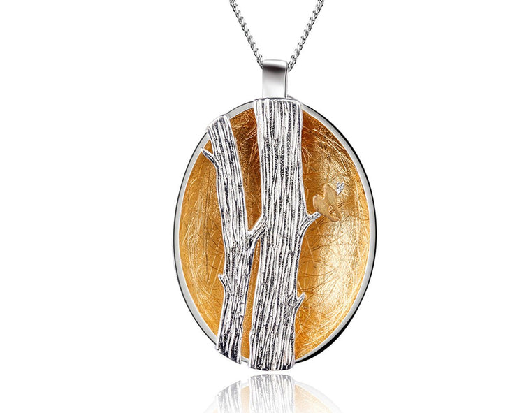 Birds on Branch Oval Pendant Pendant - FaunaFloral