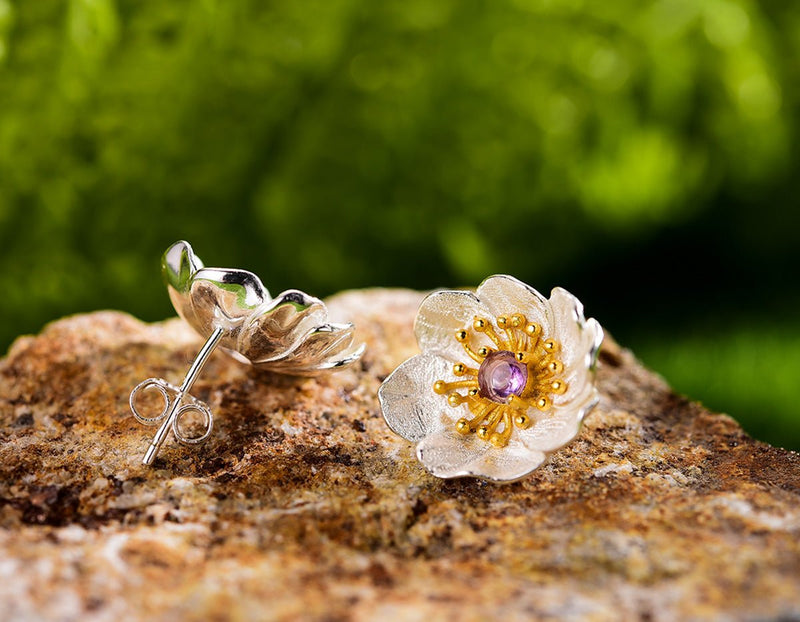 Blooming Anemone Flower Stud Earring Earring - FaunaFloral