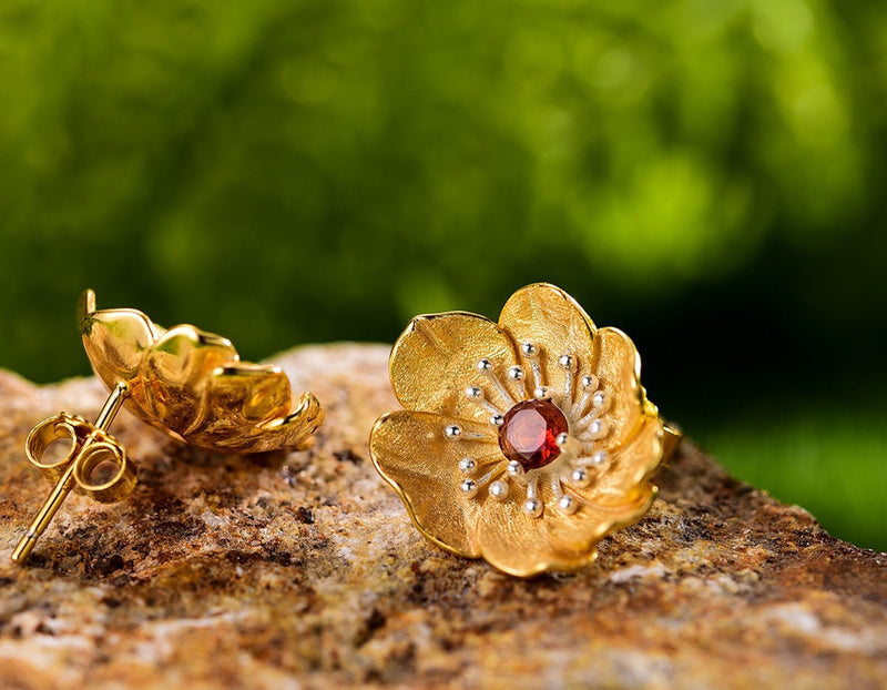 Blooming Anemone Flower Stud Earring Earring - FaunaFloral