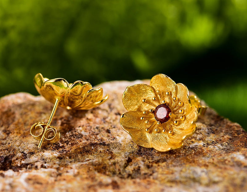 Blooming Anemone Flower Stud Earring Earring - FaunaFloral