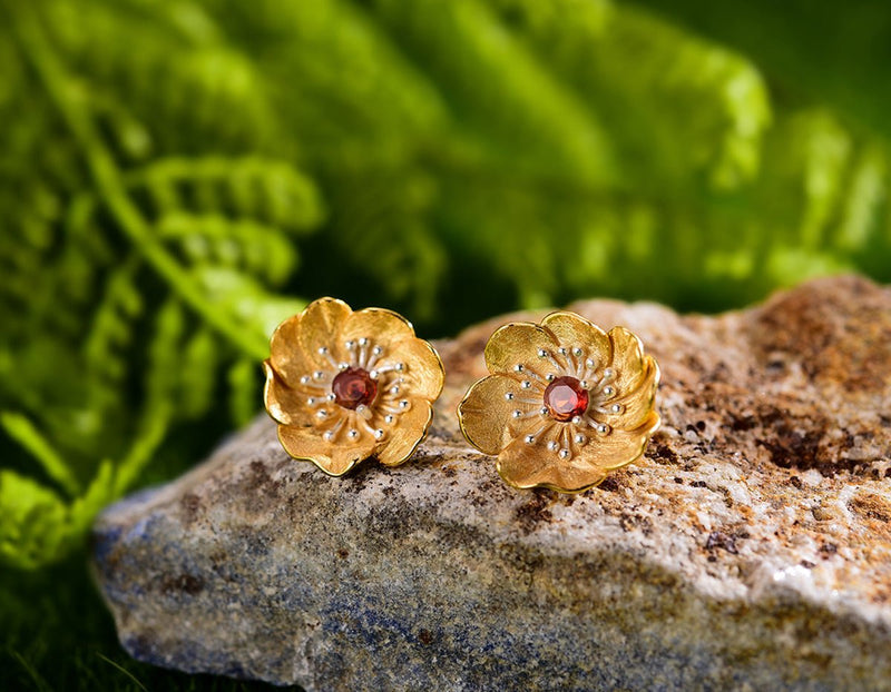 Blooming Anemone Flower Stud Earring Earring - FaunaFloral