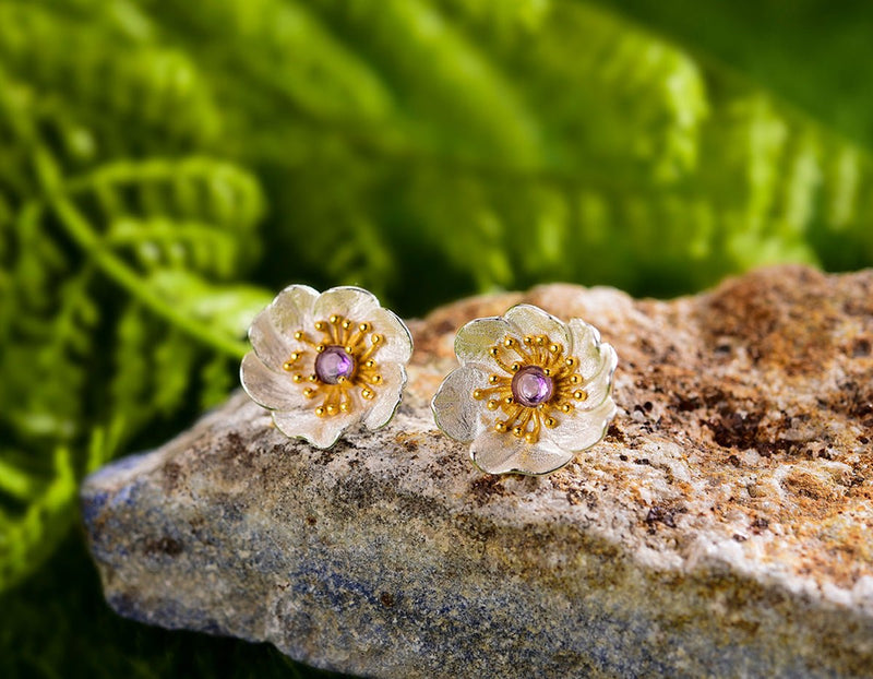 Blooming Anemone Flower Stud Earring Earring - FaunaFloral