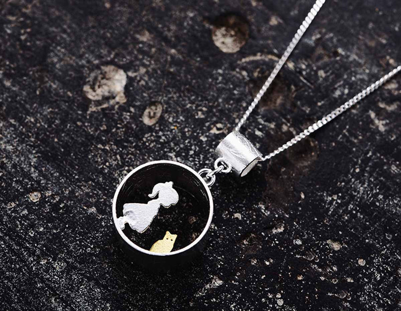 Boy and Girl Meets Cat Pendant Pendant - FaunaFloral