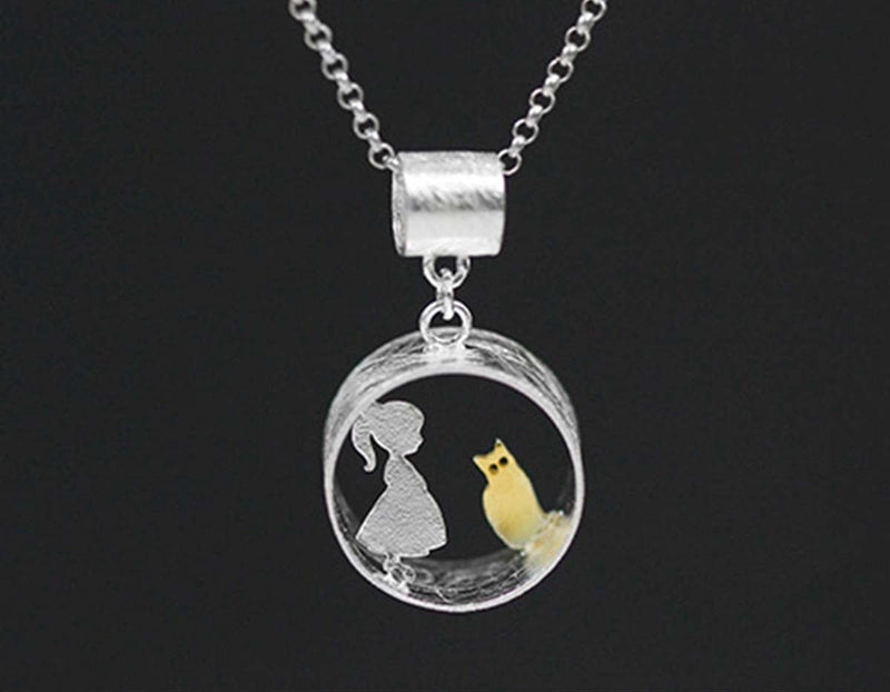 Boy and Girl Meets Cat Pendant Pendant - FaunaFloral