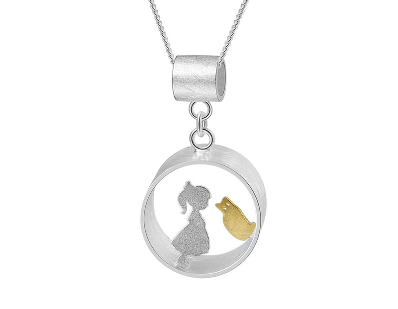 Boy and Girl Meets Cat Pendant Pendant - FaunaFloral