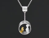 Boy and Girl Meets Cat Pendant Pendant - FaunaFloral