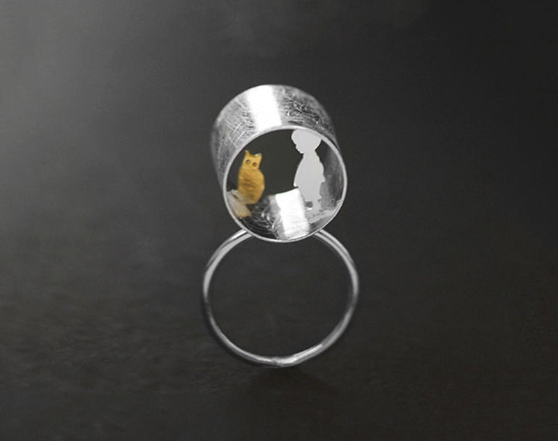 Boy and Girl Meets Cat Ring Ring - FaunaFloral