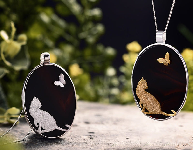 Butterfly & Cat Pendant Pendant - FaunaFloral