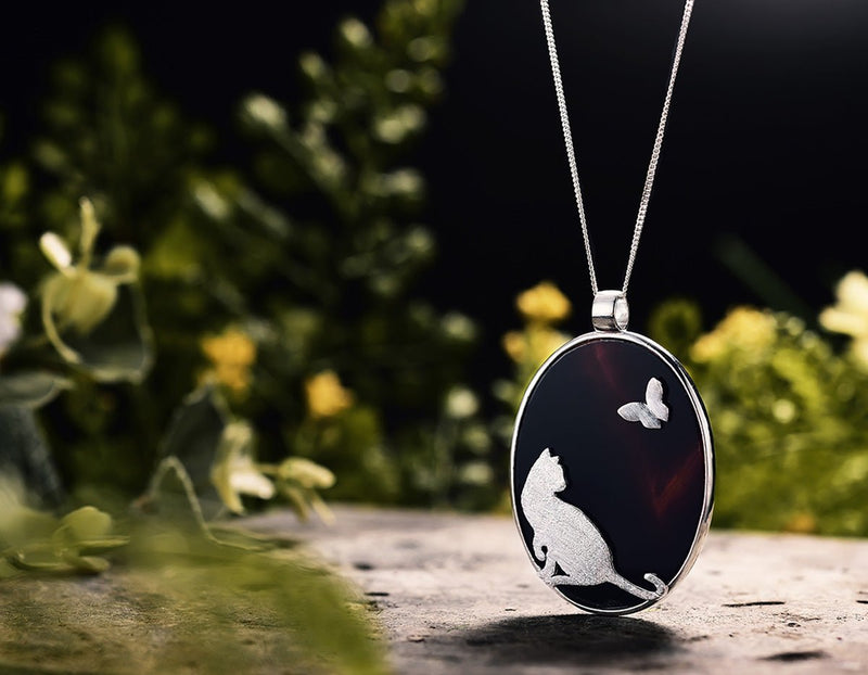 Butterfly & Cat Pendant Pendant - FaunaFloral