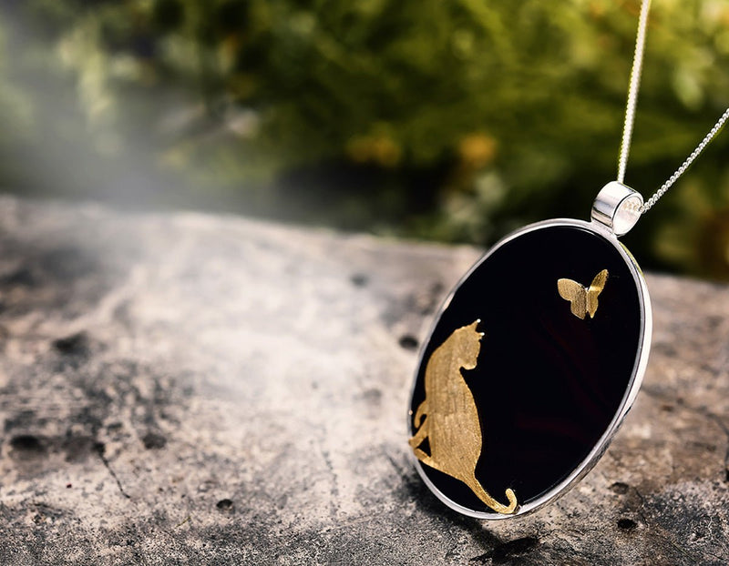 Butterfly & Cat Pendant Pendant - FaunaFloral