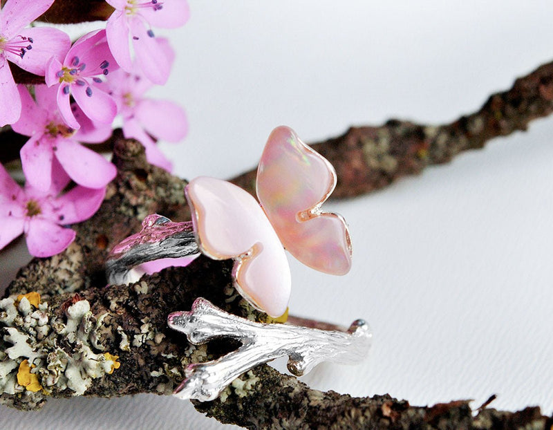 Butterfly On Branch Ring Ring - FaunaFloral