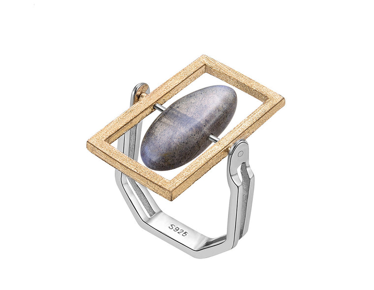 Rotatable Labradorite Ring