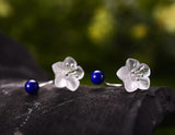 Crystal & Lapis Lotus Earring Earring - FaunaFloral