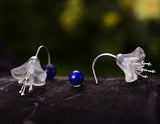 Crystal & Lapis Lotus Earring Earring - FaunaFloral