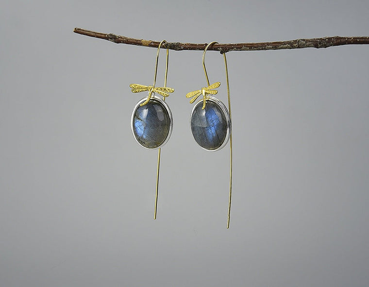 Dragonfly Labradorite Earring Earring - FaunaFloral