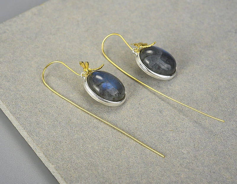 Dragonfly Labradorite Earring Earring - FaunaFloral